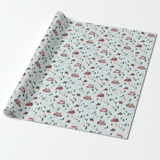 Papel de embrulho Cena da Aldeia de Inverno em Aqu