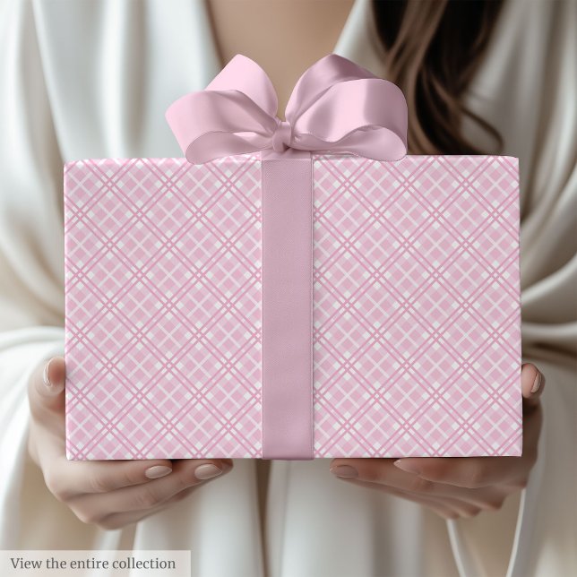 Papel de embrulho Chic Rosa Claro e Branco para 60 (Chic Light Pink & White 60th Birthday Wrapping Paper)