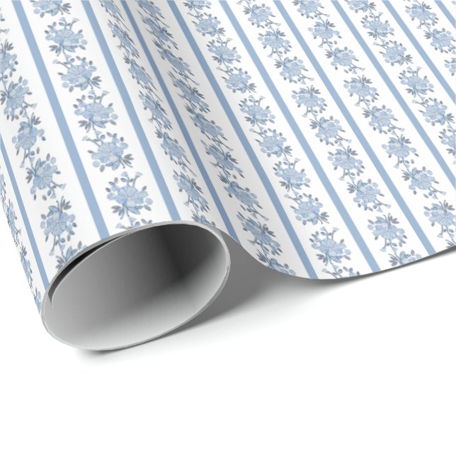 Papel de embrulho Chintz (azul claro) (Ponta do rolo)