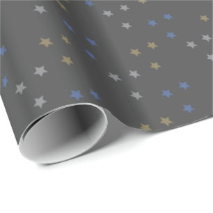 Papel de embrulho cinza com estrelas para qualquer