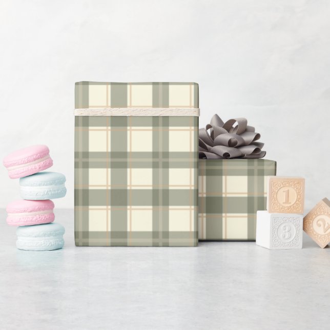 Papel de embrulho Classic Sage Tartan (Chá de bebê)