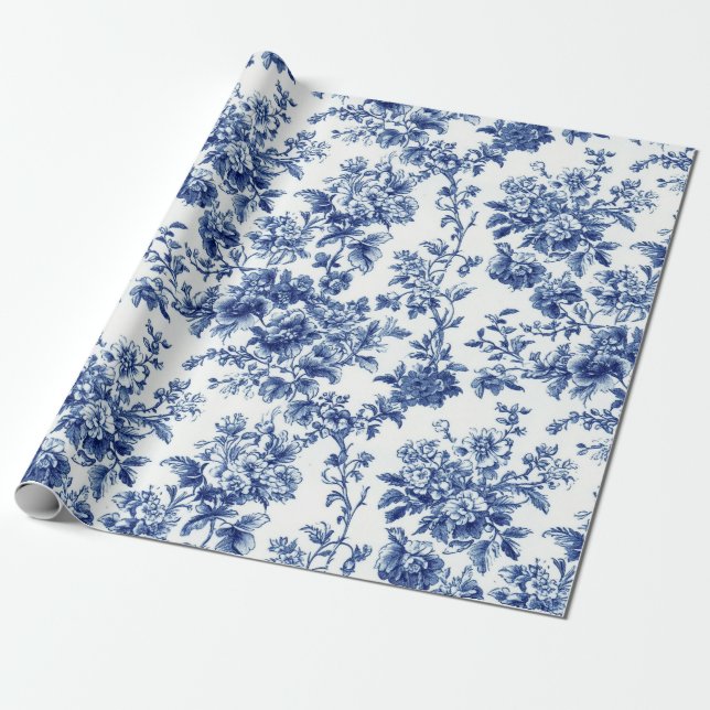 Papel de embrulho clássico azul jardim botânico To (Desenrolado)