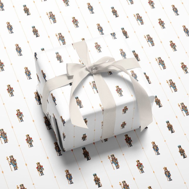 Papel de embrulho clássico branco de quebra-nozes (Criador carregado)