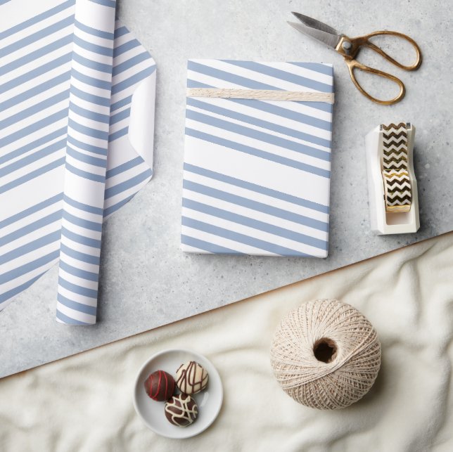 Papel de embrulho clássico listra azul e branco  (Artesanato)