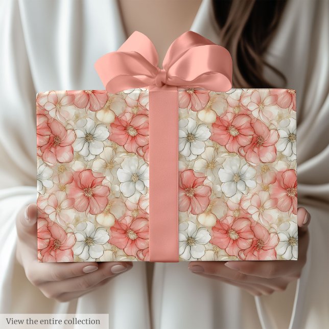 Papel de embrulho clássico rosa poeirento e dourad (Classic dusty pink and gold 80th birthday wrap)
