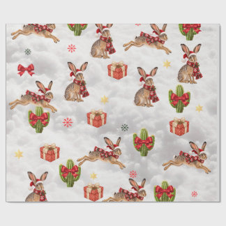 Papel de embrulho Coelho de Natal