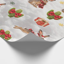Papel de embrulho Coelho de Natal
