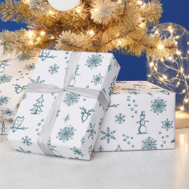 Papel de embrulho Coisas de Inverno - Neve + Pavão