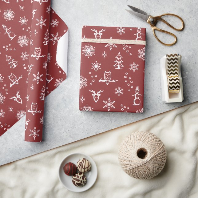 Papel de Embrulho Coisas de Inverno - Rubi + Neve (Artesanato)