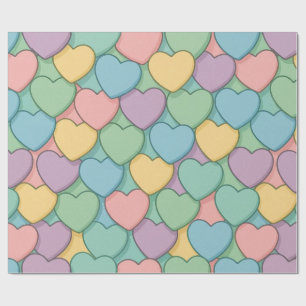 Papel de embrulho colorido com corações estampados