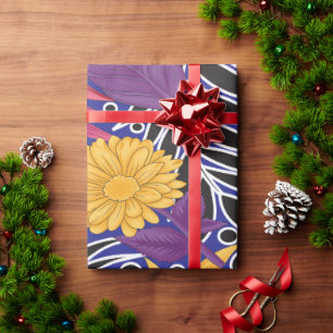 Papel de embrulho colorido com floral criativo