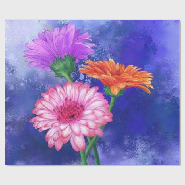Papel de embrulho Colorido de Gerberas (Aberto)