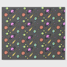 Papel de embrulho Colorido Espaço Doodle