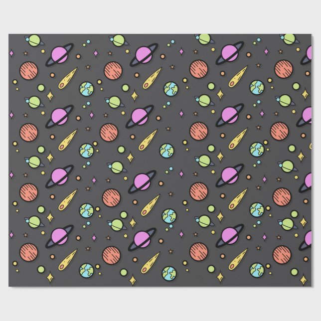 Papel de embrulho Colorido Espaço Doodle (Aberto)