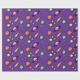 Papel de embrulho Colorido Espaço Doodle | Planeta