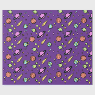 Papel de embrulho Colorido Espaço Doodle Planeta