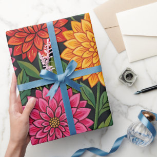 Papel de embrulho com borboleta e dália mexicana a