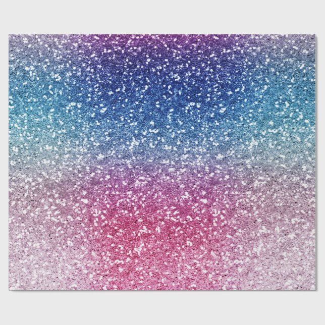 Papel de embrulho com brilho rosa azul ombre (Aberto)