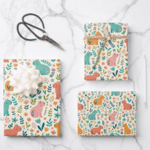 Papel de embrulho com capivara floral desenhada à