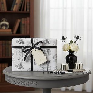 Papel de embrulho com colagem da torre Eiffel