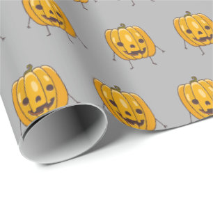 Papel de embrulho com desenho de abóbora engraçada