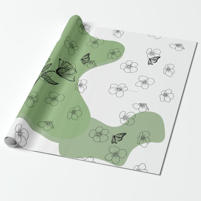 Papel de embrulho com desenho floral elegante (Desenrolado)