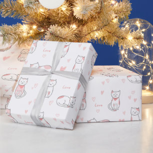 Papel de embrulho com design de gato adorável