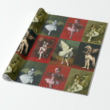 Papel de embrulho com diabinhos dançantes vintage
