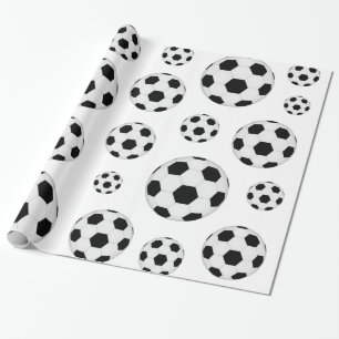 Papel de embrulho com estampa de bola de futebol