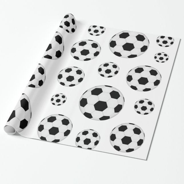 Papel de embrulho com estampa de bola de futebol (Desenrolado)