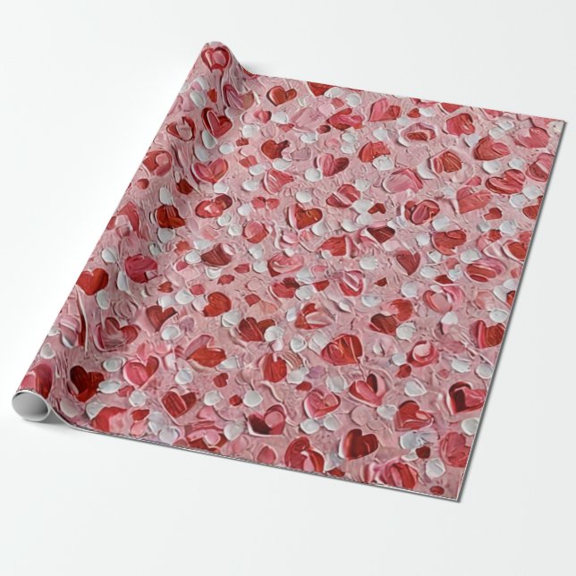 Papel de embrulho com estampa de corações do Dia d (Desenrolado)