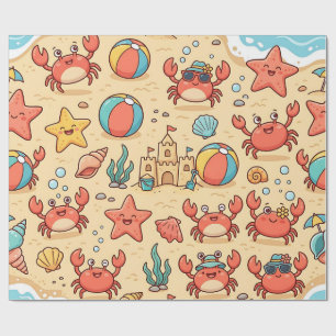 Papel de embrulho com estrelas-do-mar da praia Cra