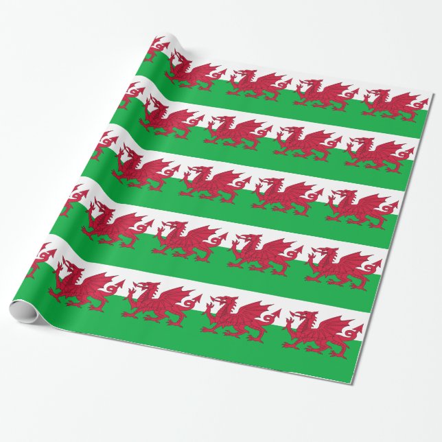 Papel de embrulho com Flag of Wales, UK (Desenrolado)