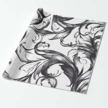 Papel de embrulho com floreios barrocos