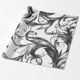 Papel de embrulho com floreios barrocos