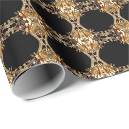 Papel de embrulho com flores decorativas elegantes
