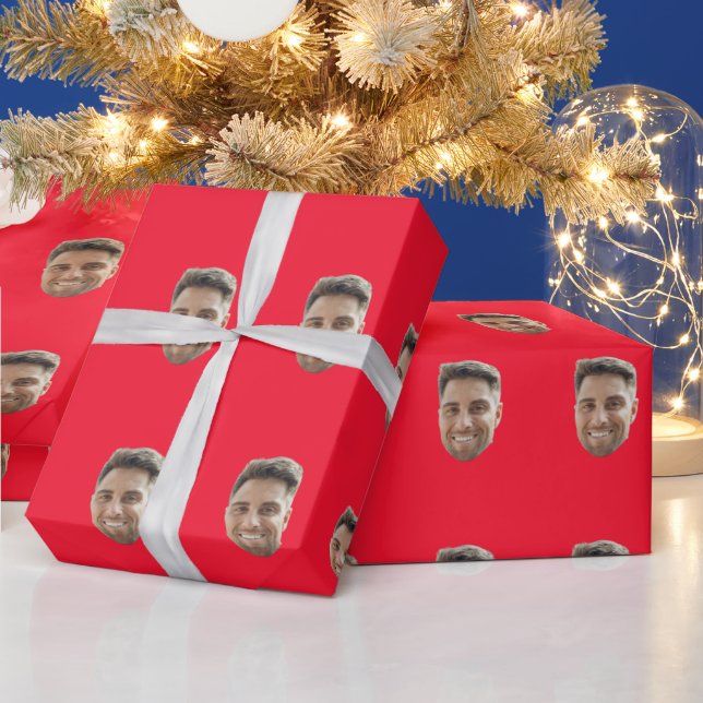 Papel de embrulho com foto de rosto personalizada (Feriados)