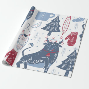 Papel de embrulho com ilustrações cinzas modernas