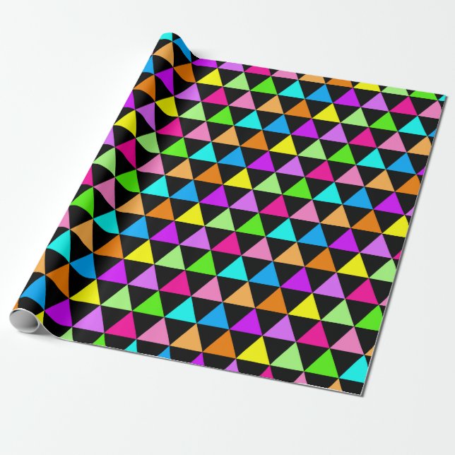 Papel de embrulho com impressão groovy de triângul (Desenrolado)