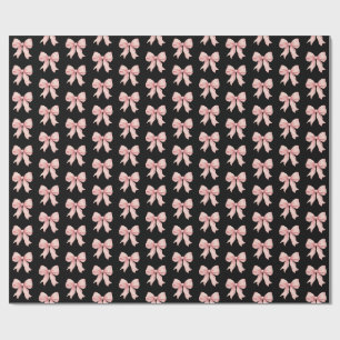 Papel de embrulho com laço de fita rosa Coquette