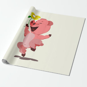 Papel de Embrulho com Leitão Feliz