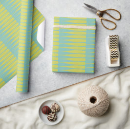 Papel de embrulho com listras aqua chartreuse