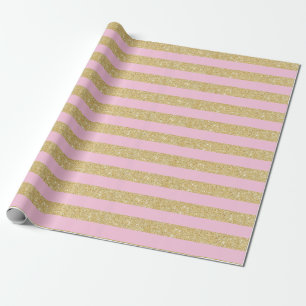 Papel de embrulho com Listras de Brilho Rosa Claro