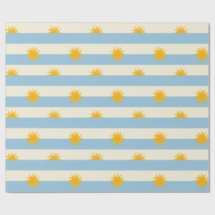 Papel de embrulho com listras de creme azul e expl