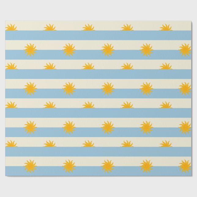 Papel de embrulho com listras de creme azul e expl (Aberto)