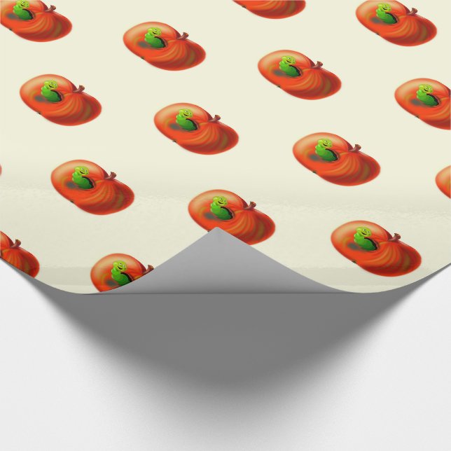 Papel de embrulho com Minhoca Feliz na Maçã (Ponta)