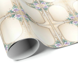 Papel de embrulho com moldura floral decorativa co
