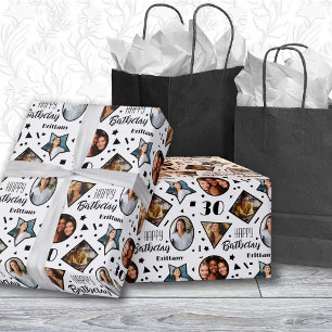 Papel de embrulho com nome e foto de aniversário d