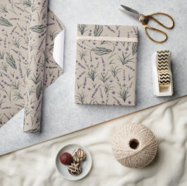 Papel de embrulho com padrão botânico de lavanda