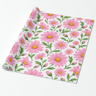 Papel de embrulho com padrão botânico floral de ma
